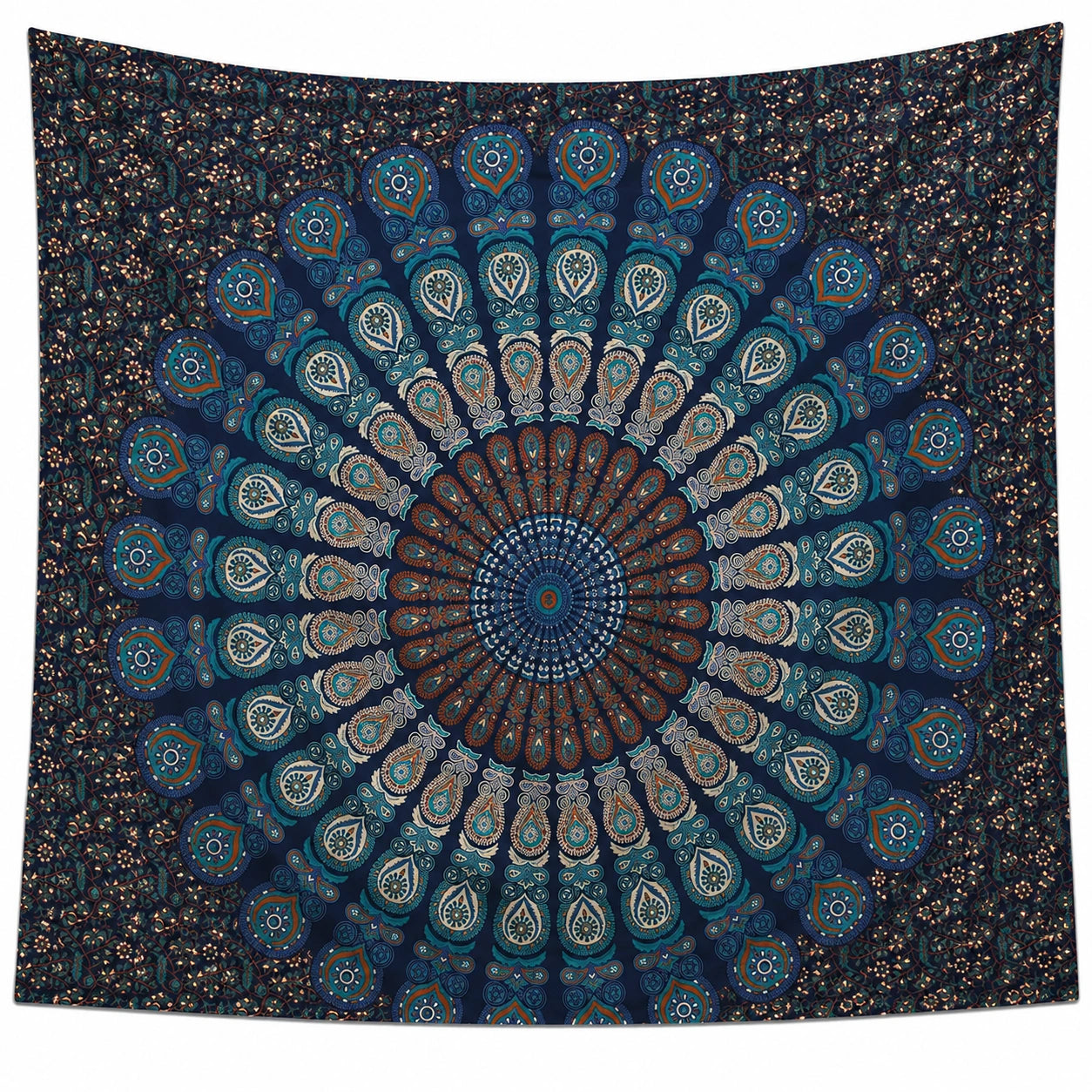 Tenture Murale Mandala Bleu et Orange