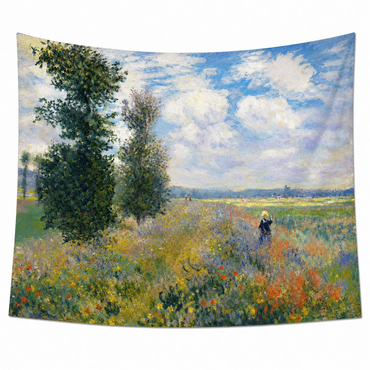 Tapisserie Murale Paysage Champêtre Impressionniste Multicolore 150x130 cm