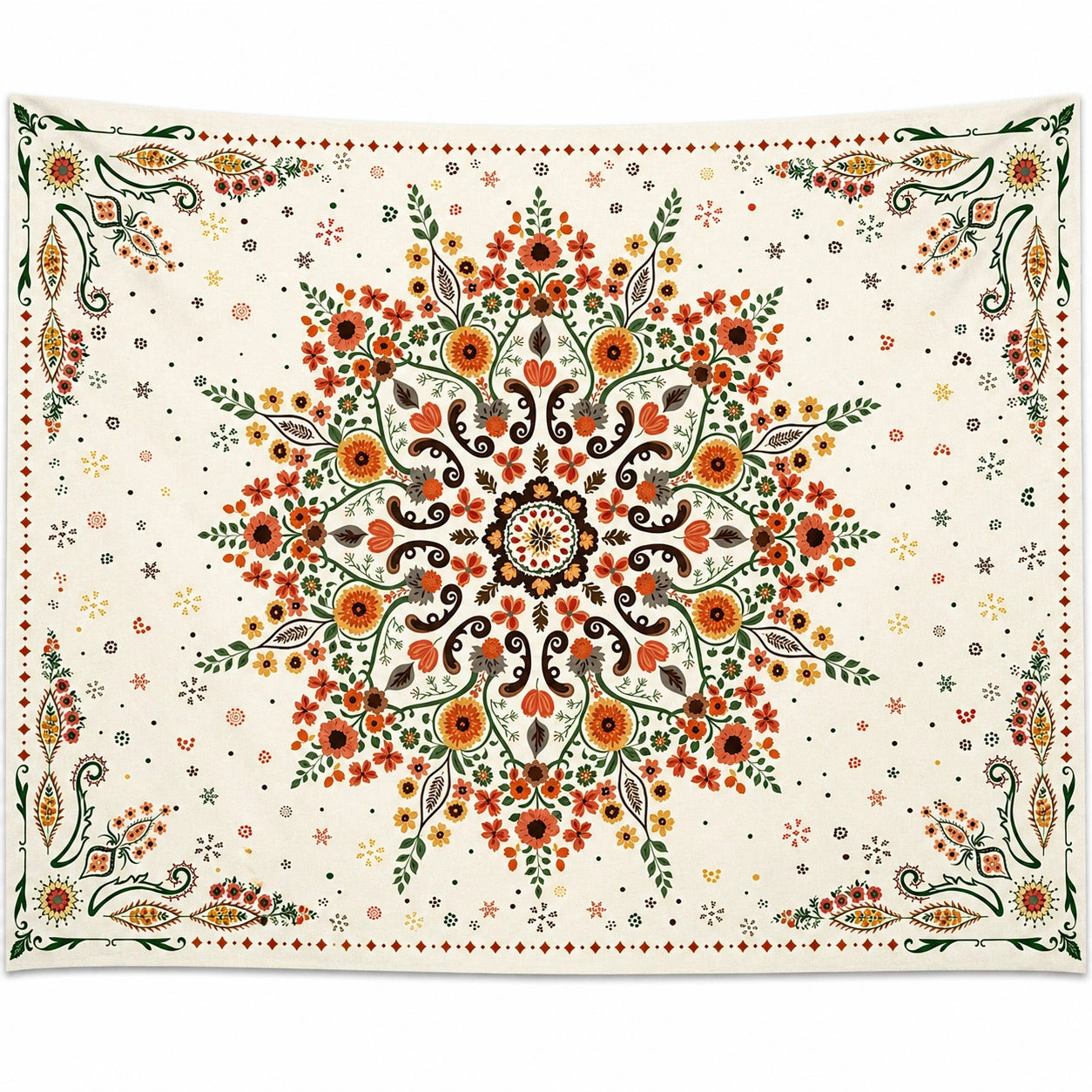 Tapisserie Murale Bohème Mandala Fleur Multicolore 200x150cm