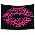 Tenture Murale Motif Lèvres Imprimé Léopard Rose et Noir