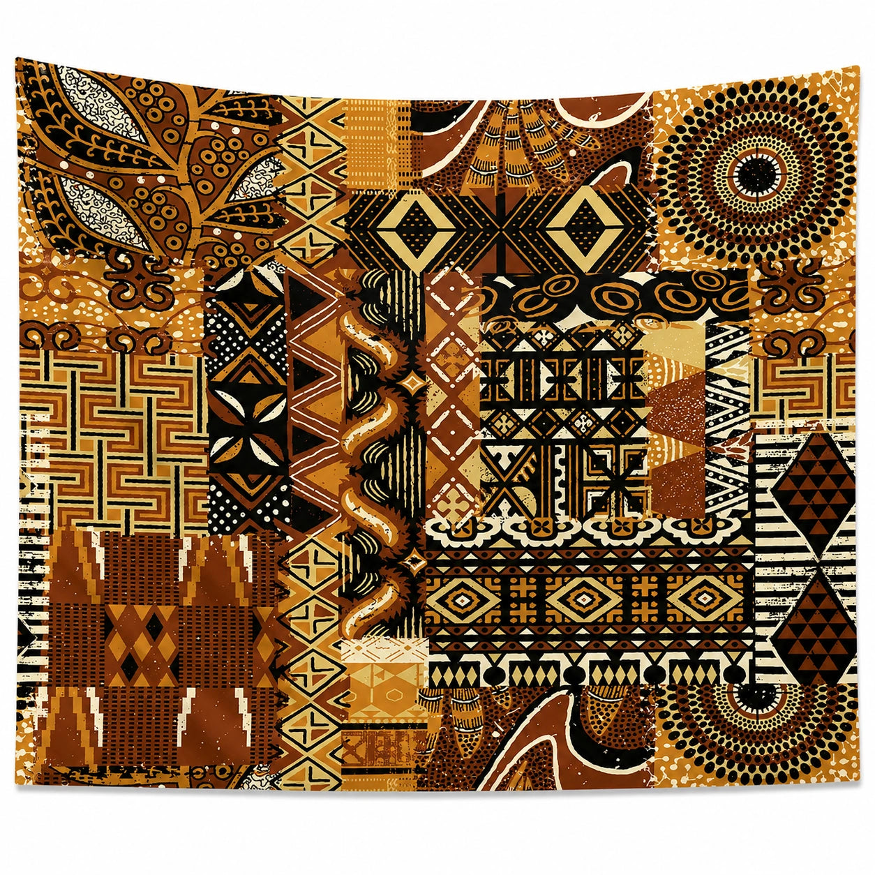 Tenture Murale Bohème Ethnique Marron/Jaune/Noir 150x130cm