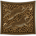 Foulard carré léopard marron et noir