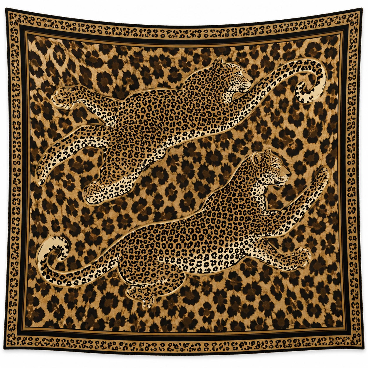 Foulard carré léopard marron et noir