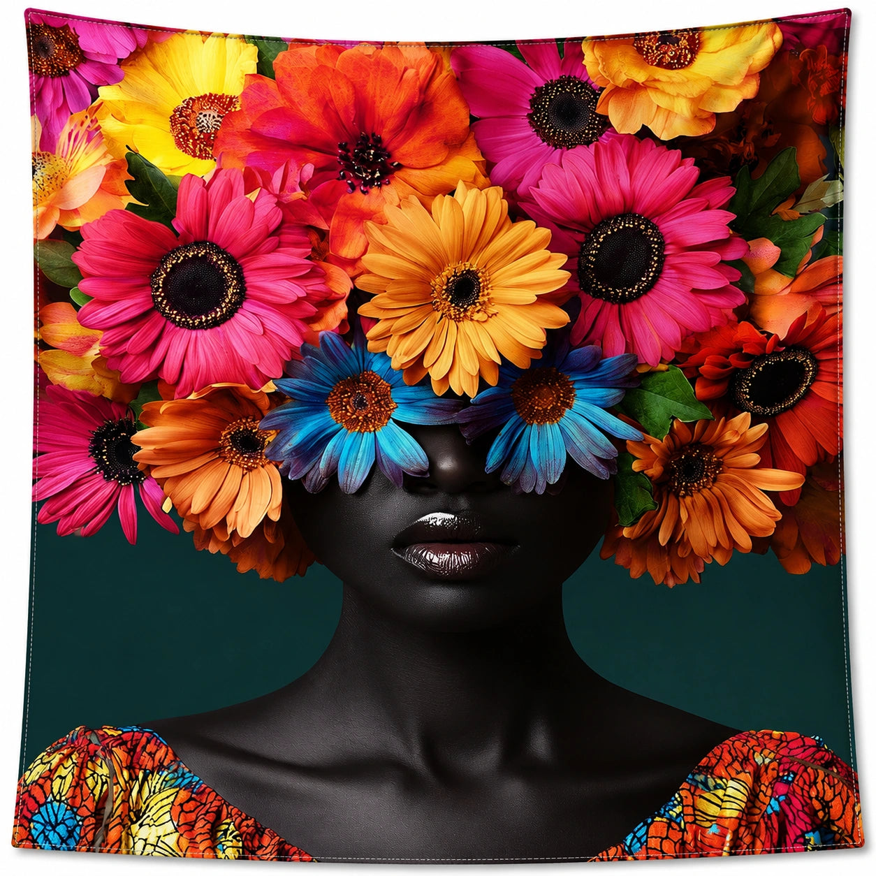 Tenture Murale Artistique avec Fleurs Multicolores