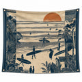 Tapisserie Murale Scène de Surf au Coucher de Soleil