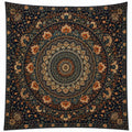 Tenture Murale Mandala Ethnique Noir et Orange 200x200 cm