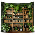 Tapisserie Murale Bibliothèque avec Plantes Décoratives Vert/Marron