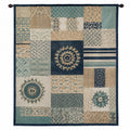 Tenture murale patchwork géométrique bleu et beige 140x160 cm