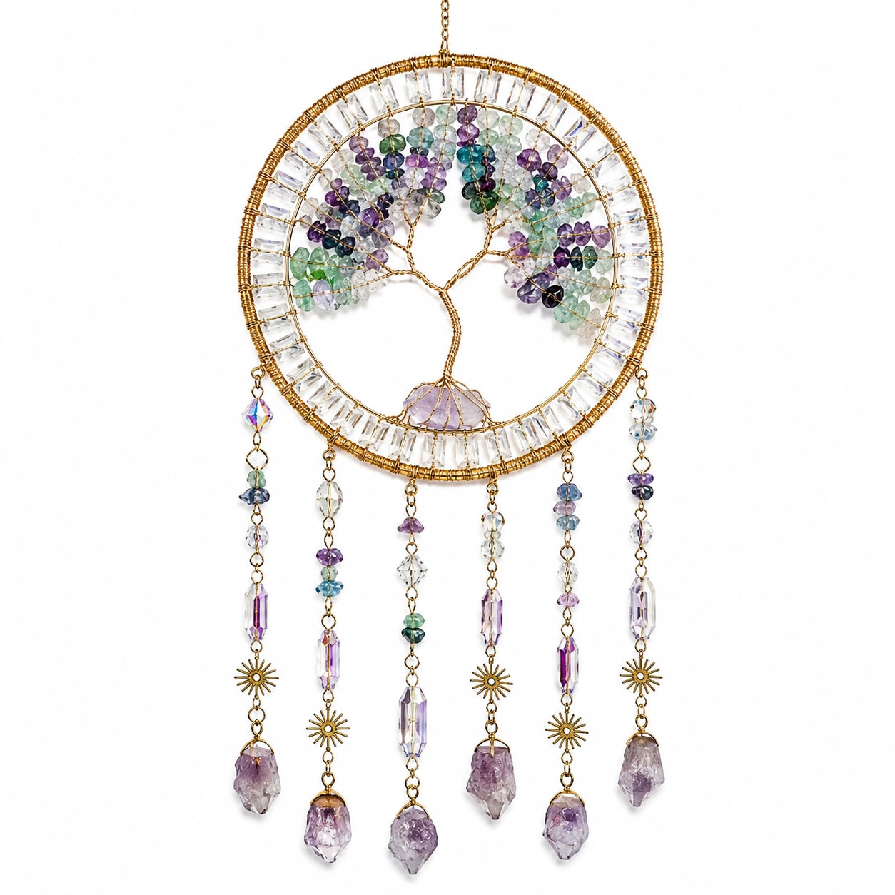 Attrape-rêves Arbre de Vie en Cristaux Multicolores