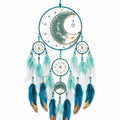 Attrape-rêves avec Plumes Turquoises et Design Lunaire