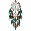 Capteur de rêves avec plumes turquoise et marron