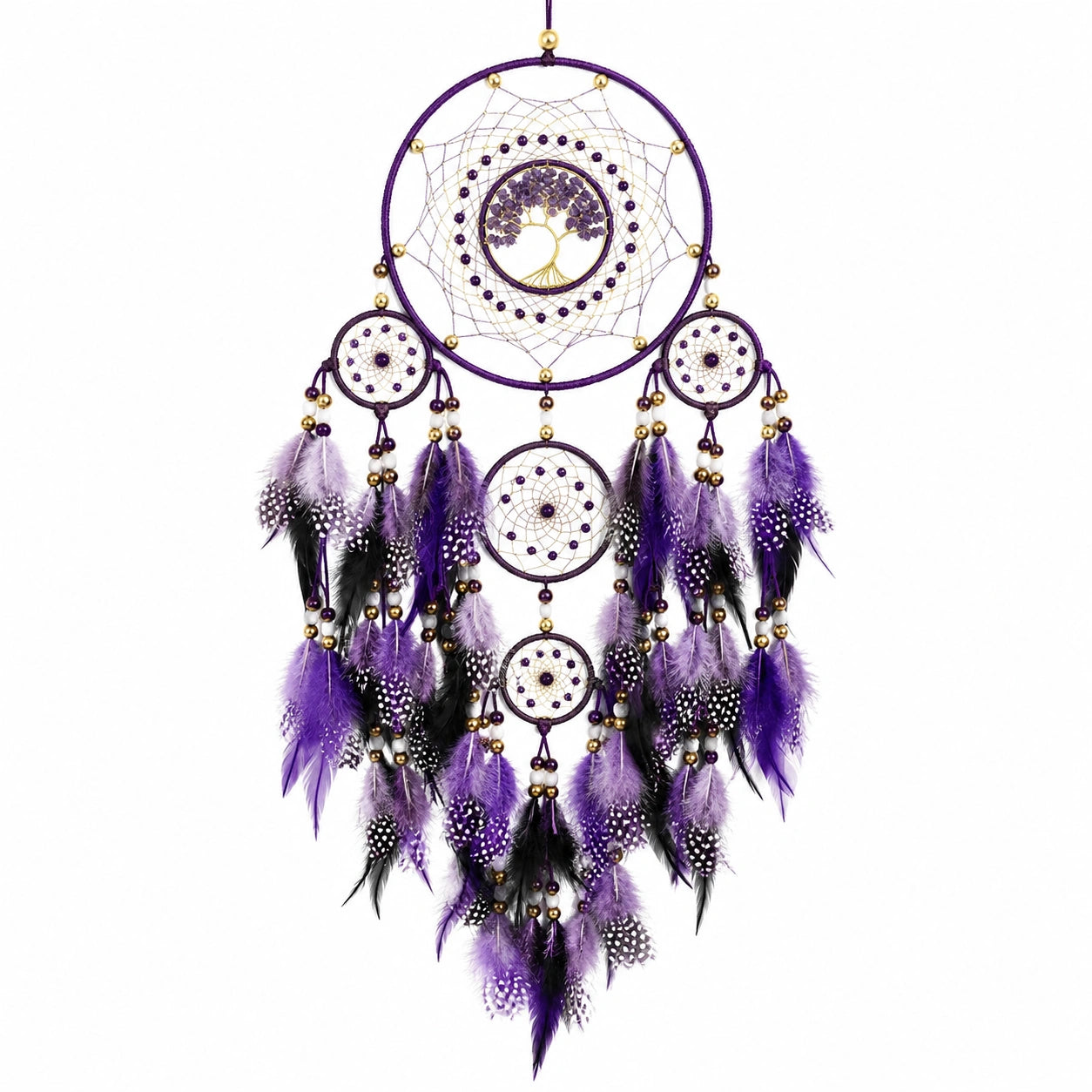 Attrape-rêves violet avec plumes décoratives