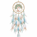 Attrape-rêves Arbre de Vie Plumes Bleues et Blanches