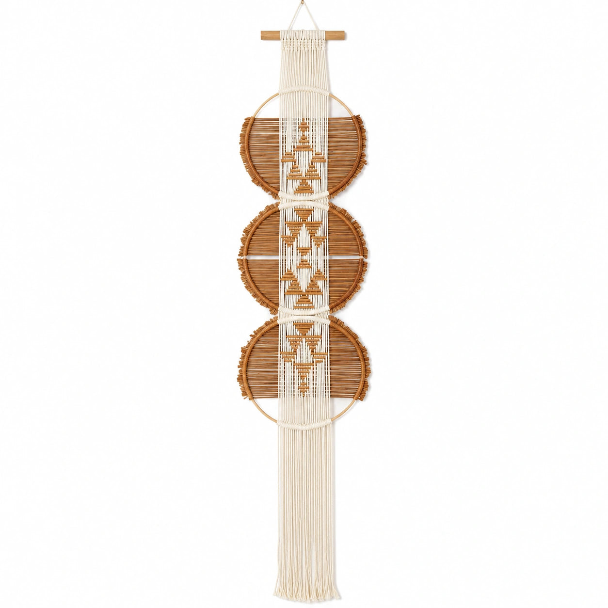 Décoration murale bohème macramé beige/brun 30x110