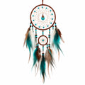 Attrape-rêves avec plumes turquoise et marron