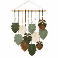 Décoration Murale Macramé Feuilles en Vert, Beige et Brun