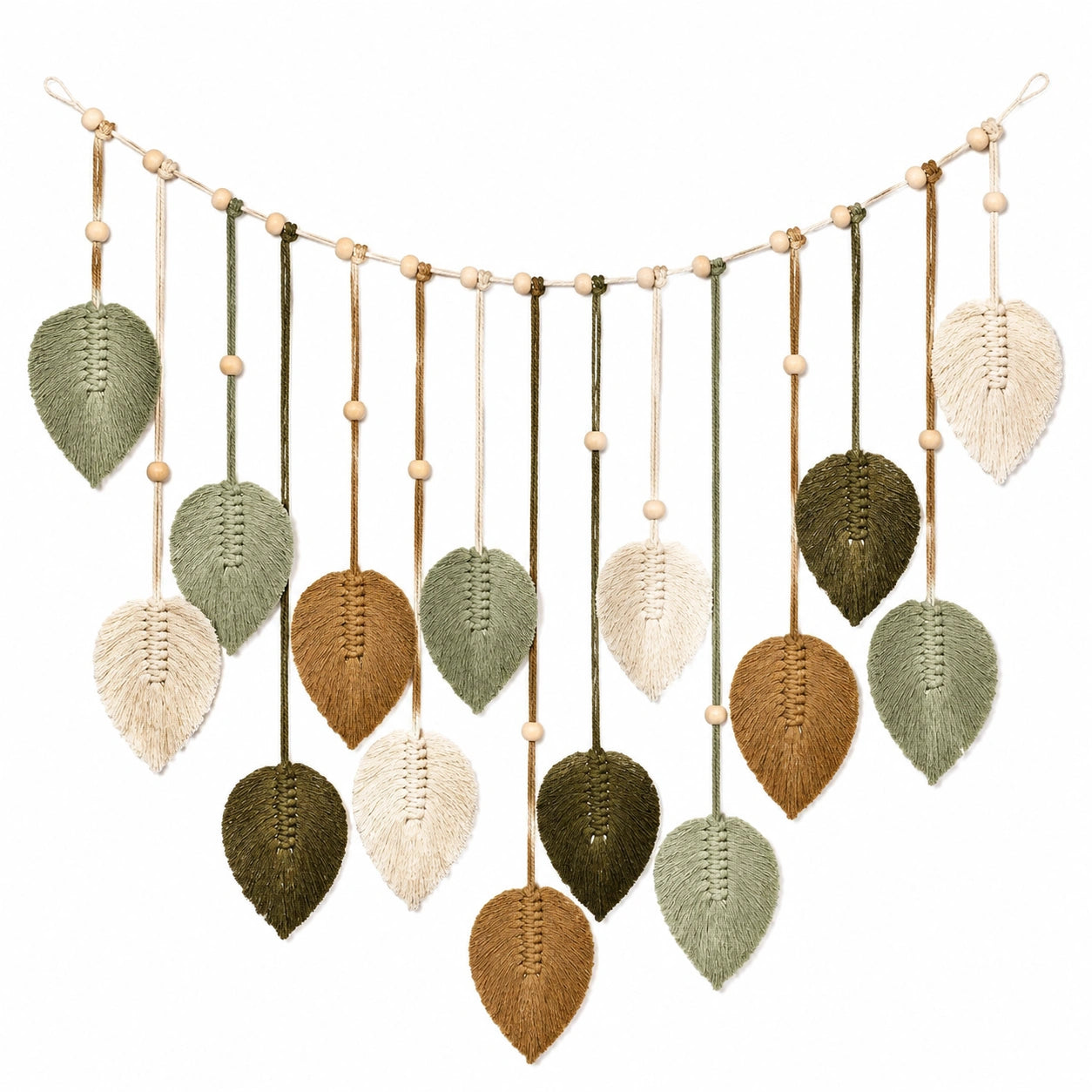 Guirlande Murale Bohème en Feuilles Vert/Beige/Marron