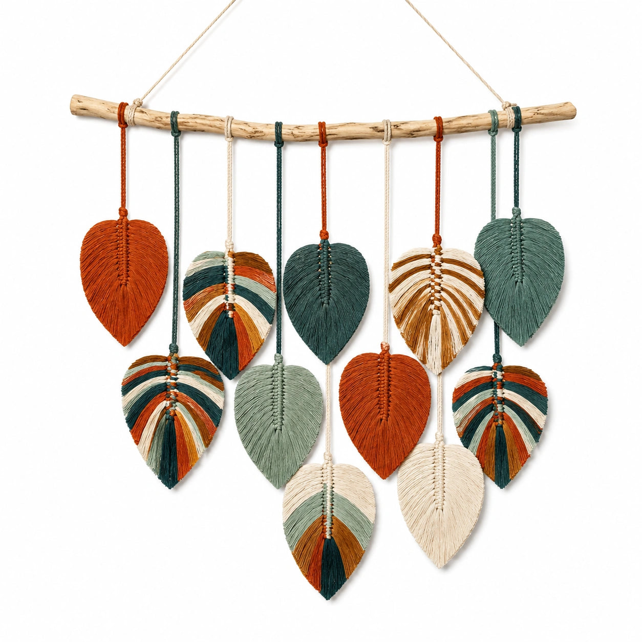 Décoration murale en macramé feuilles multicolores 45x60 cm