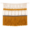 Tenture murale macramé bohème crème, jaune et gris