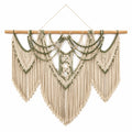 Décoration Murale en Macramé Beige et Vert