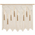 Décoration murale en macramé bohème 150x130 cm blanc et bois