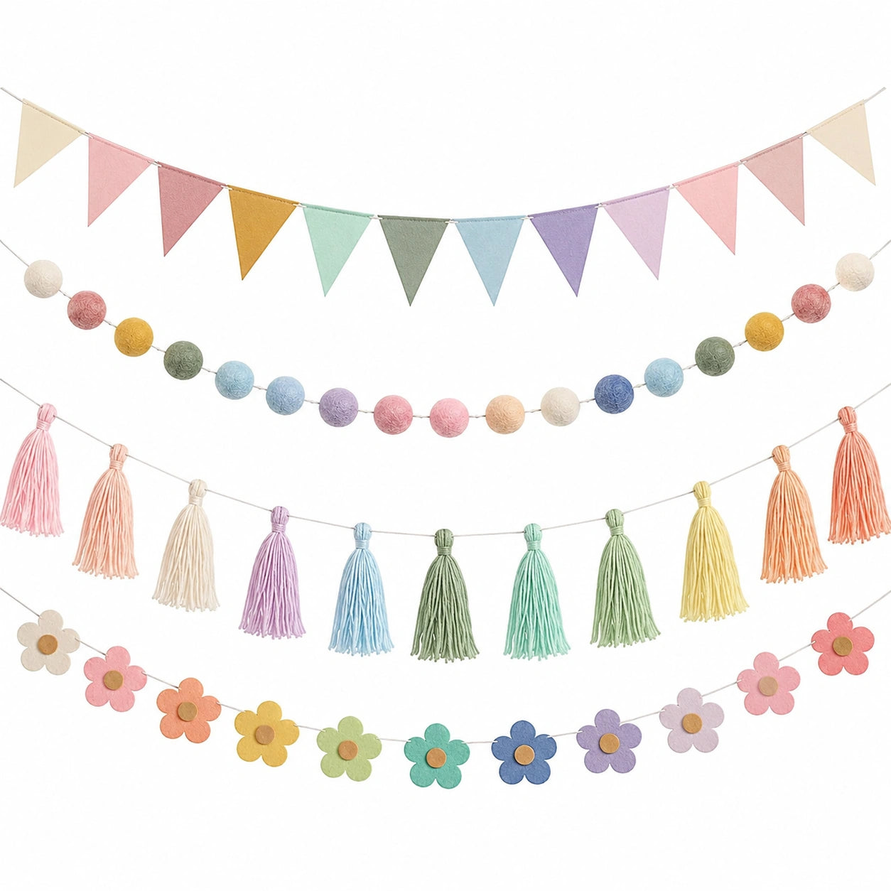 Guirlande Décorative Multicolore en Tissu pour Enfants