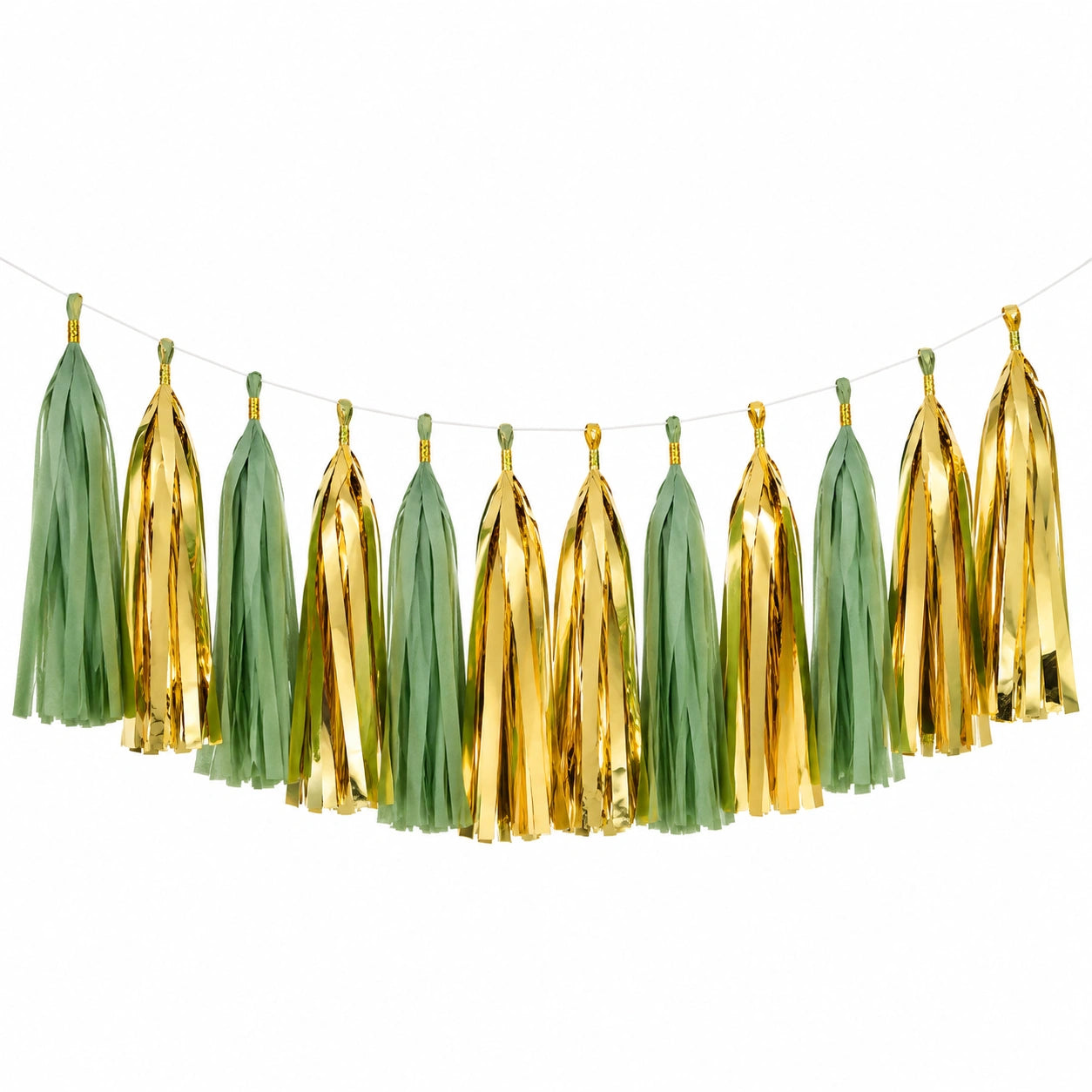 Guirlande de Pompons Verte et Dorée pour Décoration Festive