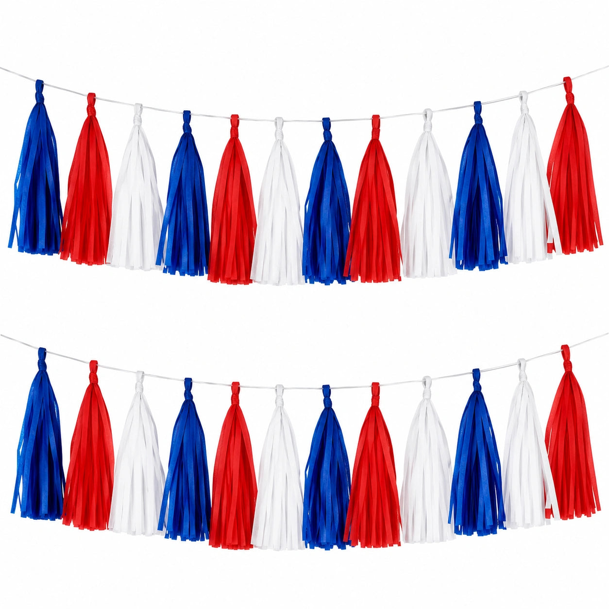 Guirlande de Pompons Tricolores Rouge Blanc Bleu