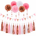 Ensemble de Décoration de Fête Rose Blanc Cuivré