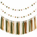 Guirlande Décorative Pompons et Rubans Beige/Vert/Marron