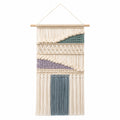 Décoration murale en macramé bohème beige/bleu/violet 45x75
