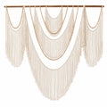 Décoration Murale Bohème en Macramé avec Perles de Bois Crème