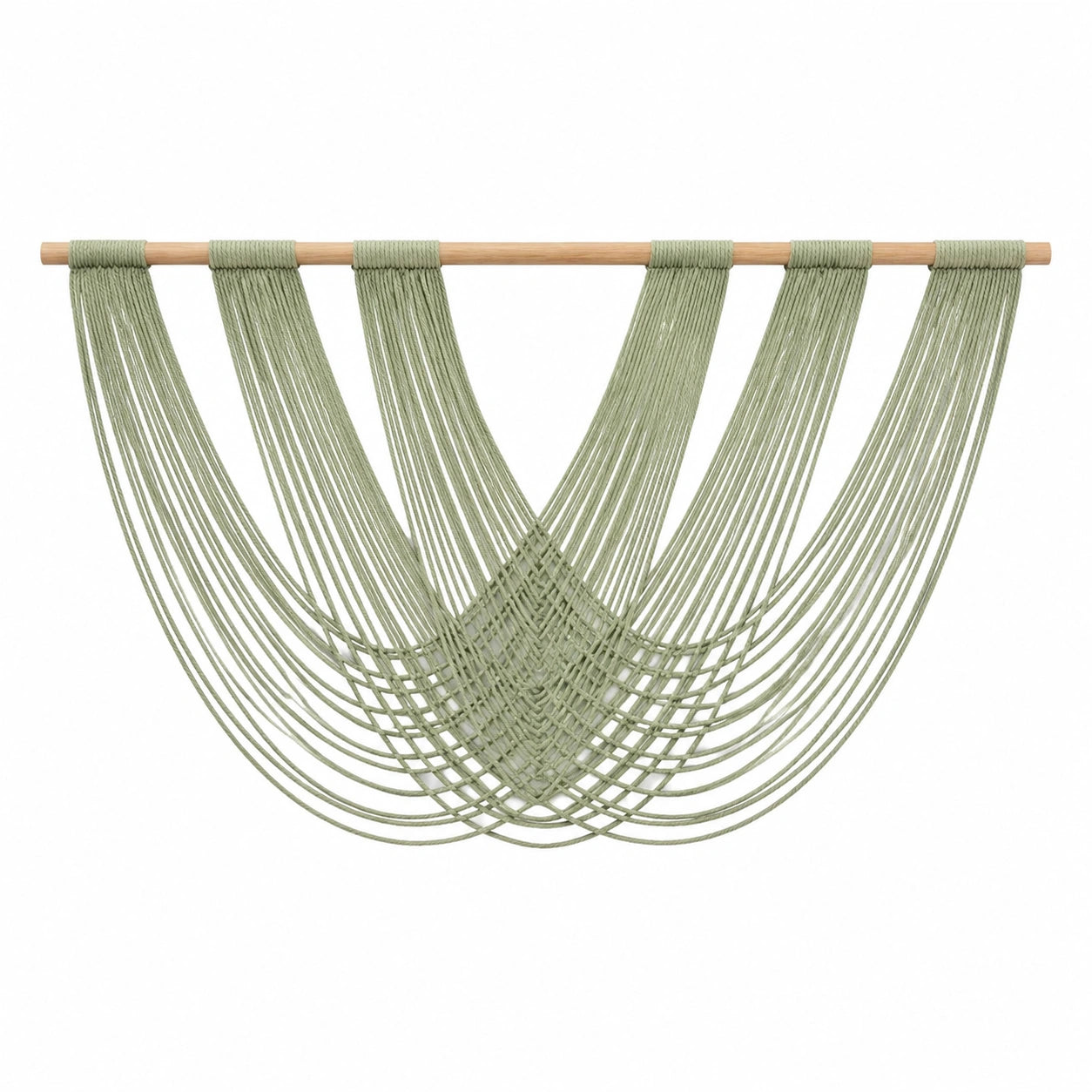 Décoration Murale en Macramé Vert Clair Tissée à la Main 85x60cm