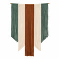 Décoration Murale Bohème en Macramé Vert, Brun et Crème 100x80cm