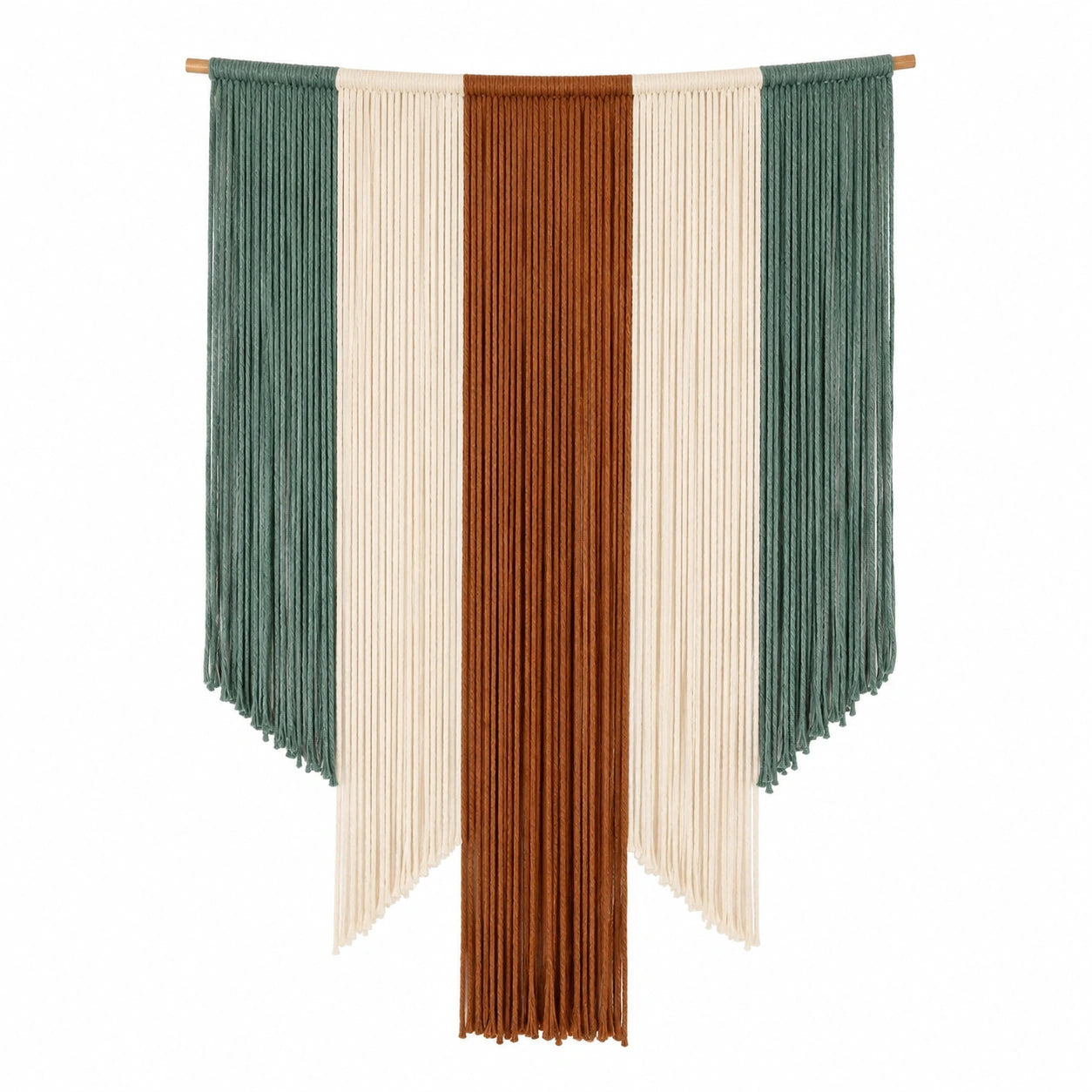 Décoration Murale Bohème en Macramé Vert, Brun et Crème 100x80cm